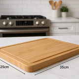 Tábua de Corte em Bambu Natural 35x25cm com Canaleta Funcional