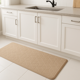 Tapete de Cozinha Antiderrapante Geométrico Bege 120x45cm Confortável